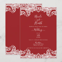 Rot-Weiße Spitzen-Maskerade Elegante Hochzeit