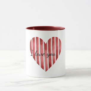 Rot Weiße Streifen Herz Liebe Tasse