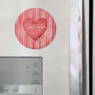 Rot Weiße Streifen Tupfen Herz Magnet
