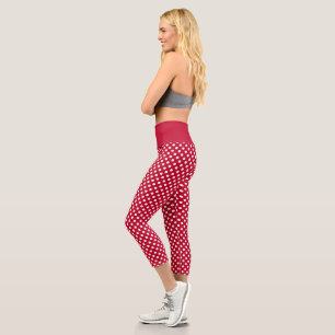 Rot + Weiße Tupfen Capri Leggings
