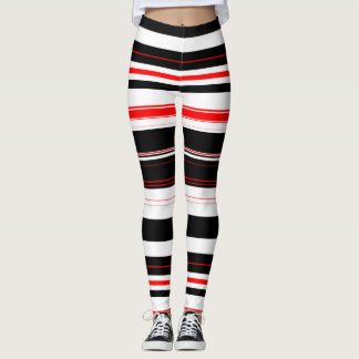 Rot-weiße und schwarze horizontale Streifen Leggings