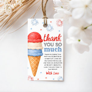 Rot Weiße und Zwei Eiscreme Favor Tags Geschenkanhänger