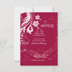 Rot-Weiße Vintage-Floral-Hochzeits-RSVP-Karte RSVP Karte