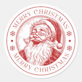 Rot-weiße vintage Weihnachtsfesttags- Runder Aufkleber