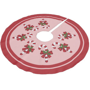 Rot-Weiße Weihnachts-Zuckerrohr-Illustrationen Polyester Weihnachtsbaumdecke