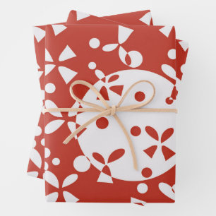 Rot Weiße Weihnachtsglocken Feiertagsmuster Geschenkpapier Set