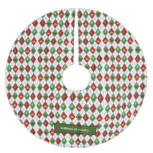 Rot-weiße Weihnachtsmuster Monogramm-Bezeichnung Polyester Weihnachtsbaumdecke