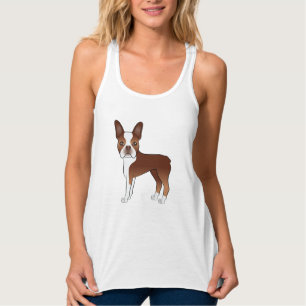 Rot-weißer Boston-Terrier-Cartoon-Hund stehend Tank Top