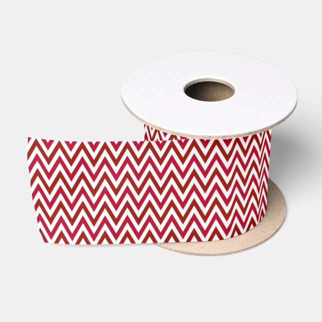Rot-Weißer Chevron-Zickzack Satinband (Spule)