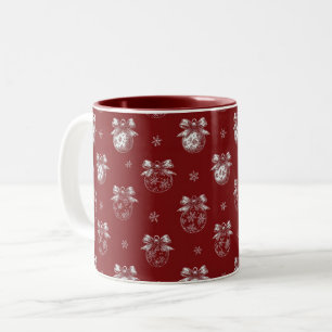 Rot-Weißer-Feiertags-Schmuck Toile De Jouy Zweifarbige Tasse