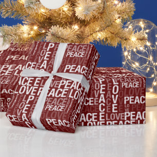 Rot Weißer Frieden Liebe Weihnachten Geschenkpapier