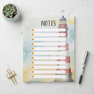 Rot-Weißer Leuchtturm-Aquarell-Notizpapier Briefbogen