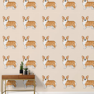 Rot-Weißer Pembroke Welsh Corgi Hund Kunst Muster Tapete
