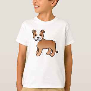 Rot-weißer Staffordshire Bull Terrier Hund T-Shirt