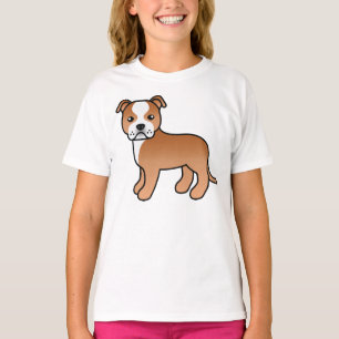 Rot-weißer Staffordshire Bull Terrier Hund T-Shirt