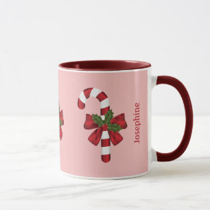 Rot-Weißer Weihnachts-Candy Cane und benutzerdefin Tasse