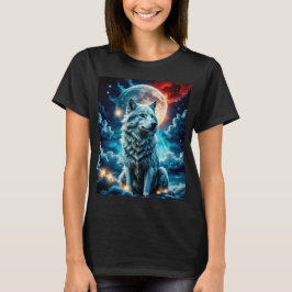 Rot, Weißer Wolf, Blau T-Shirt
