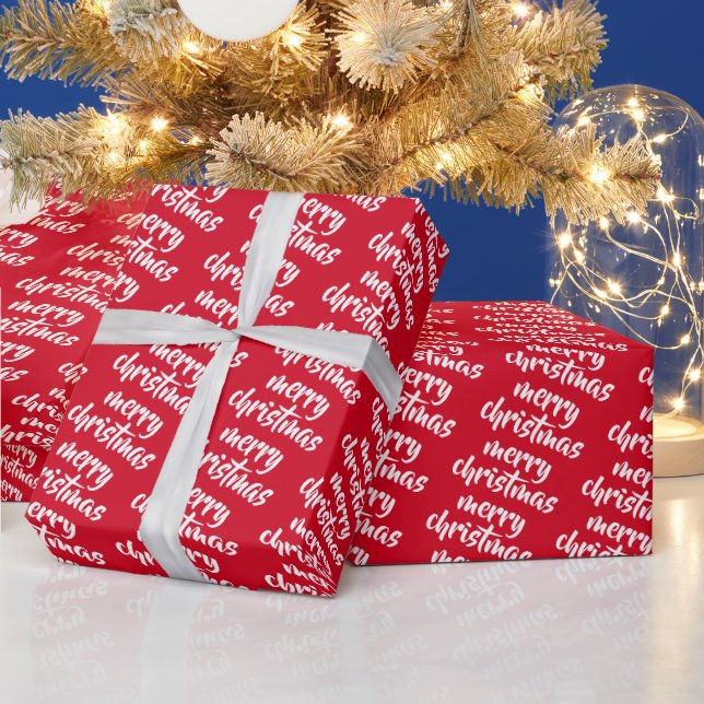 Rot-Weißes benutzerdefiniertes Template Frohe Weih Geschenkpapier (Feiertage)