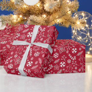 Rot-Weißes Feiertags-Nahtloses Muster Geschenkpapier