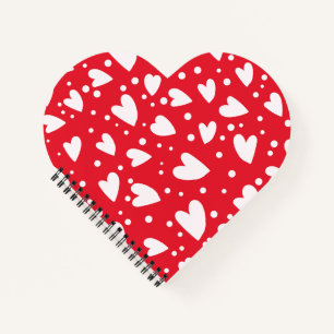 Rot-Weißes Herz Muster Süße Valentinsliebe Notizbuch