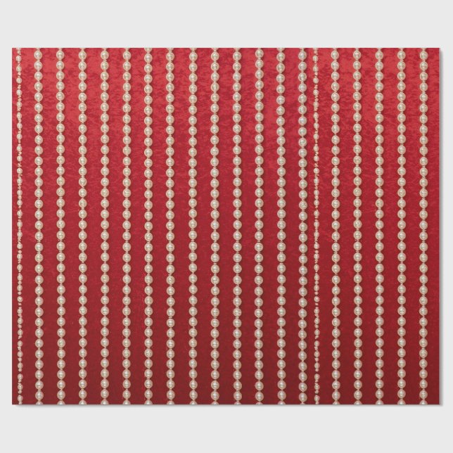 Rot-weißes Perlen-Design im Velours-Look Geschenkpapier (Flach)