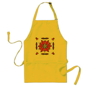 Rot-weißes ungarisches volkstümliches Blumenmotiv Schürze