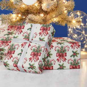 Rot-Weißes Zuckerstangen-Band Weihnachtsmuster Geschenkpapier
