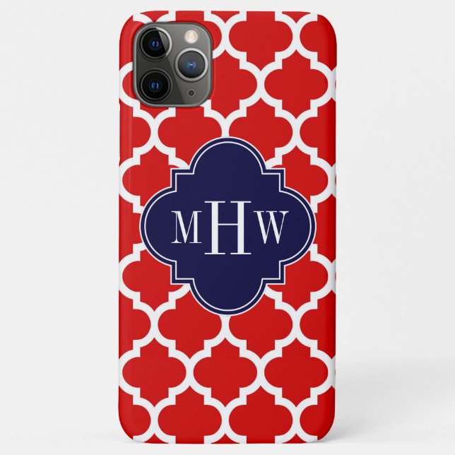 Rot, Weißmarokkanisch #5 Marine 3 Initial Monogram Case-Mate iPhone Hülle (Rückseite)
