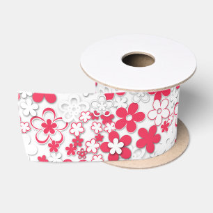 Rot-Weißpapier-Blume, Satinband