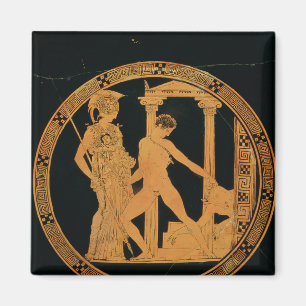 Rot-Zahl Schale, die Athene, Theseus darstellt Magnet