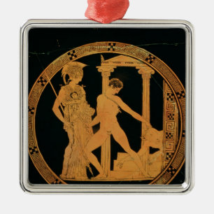 Rot-Zahl Schale, die Athene, Theseus darstellt Silbernes Ornament
