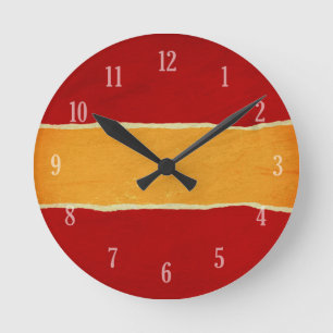 Rot zerrissenes WeihnachtsPackpapier Runde Wanduhr
