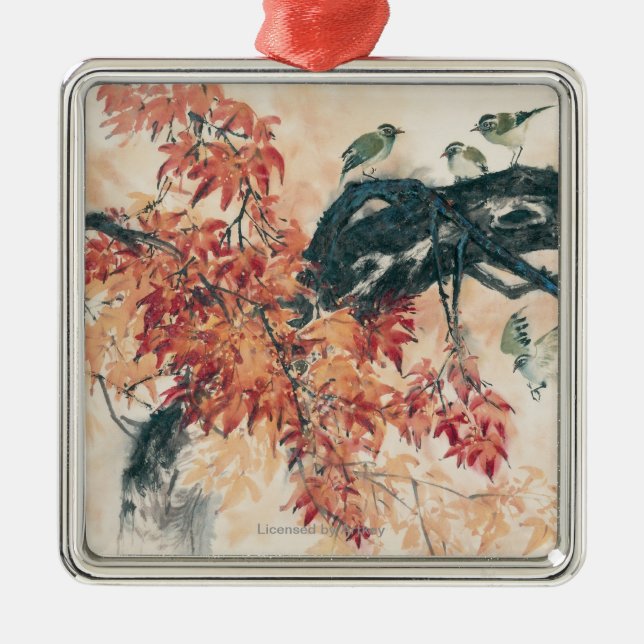 Rotahorne Silbernes Ornament (Vorne)