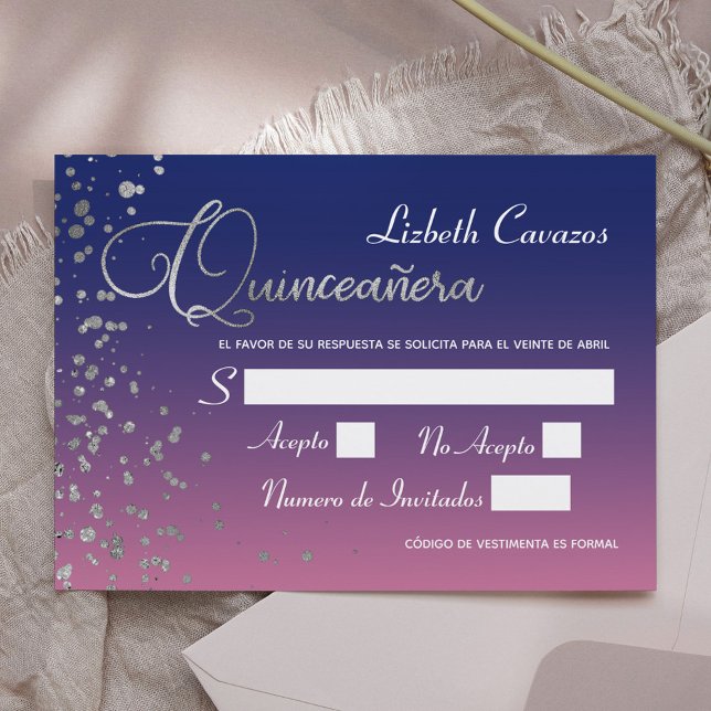 Rotal Blue Lila Silver Confetti Quinceanera UAWG Einladung (Von Creator hochgeladen)