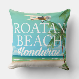 Rotan Beach Honduras Vintage Reiseplakat Kissen
