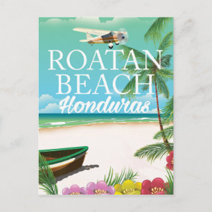 Rotan Beach Honduras Vintage Reiseplakat Postkarte