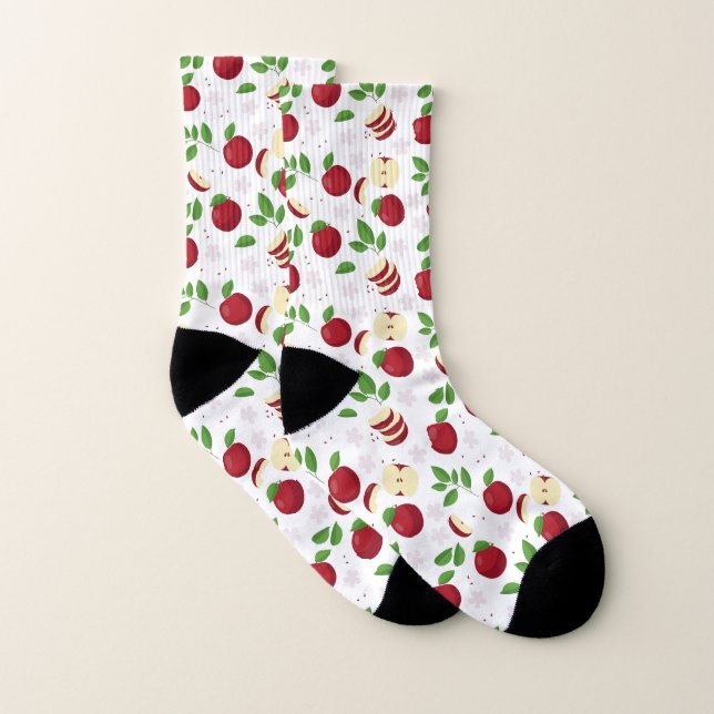 Rotäpfel, Blüten und Blattmuster Socken (Paar)