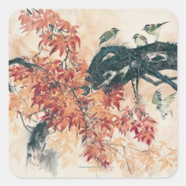 Rotapfel Quadratischer Aufkleber (Vorderseite)