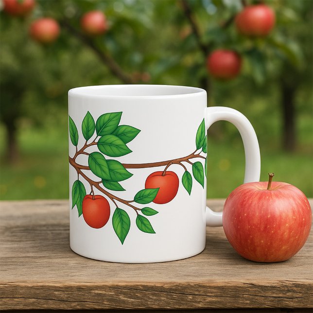 Rotapfelbaumzweig Frische Früchte und grüne Blätte Kaffeetasse (Von Creator hochgeladen)