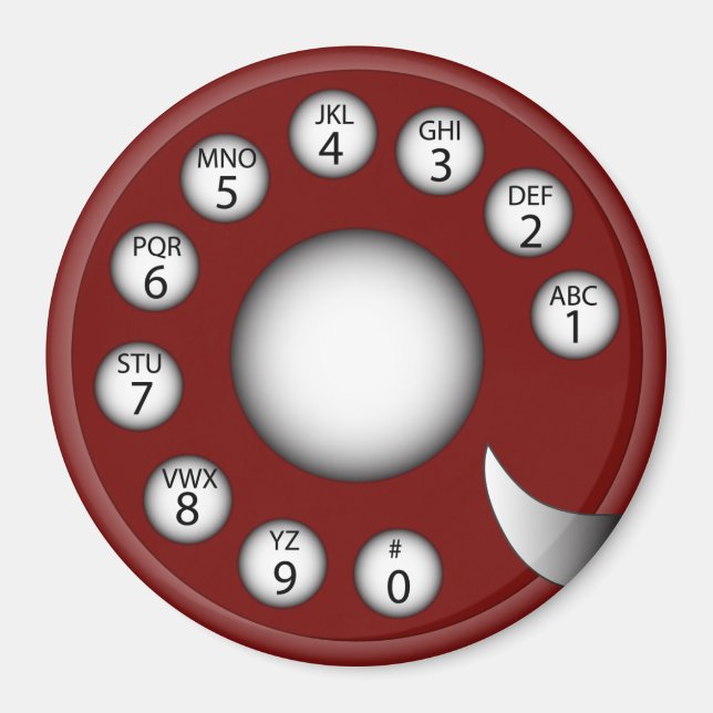 Rotary Phone Dial (Rot) Magnet (Vorne)