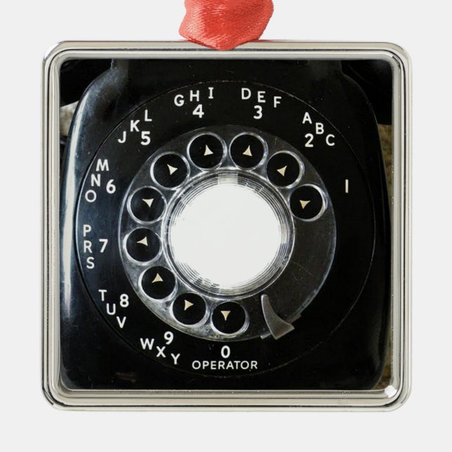 Rotary Phone Silbernes Ornament (Vorne)