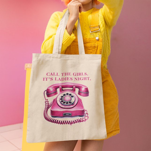 Rotary Rotary Phone Rufen Sie die Mädchen auf Jumbo Stoffbeutel (Pink Retro Rotary Phone Call the Girls Tote Bag)