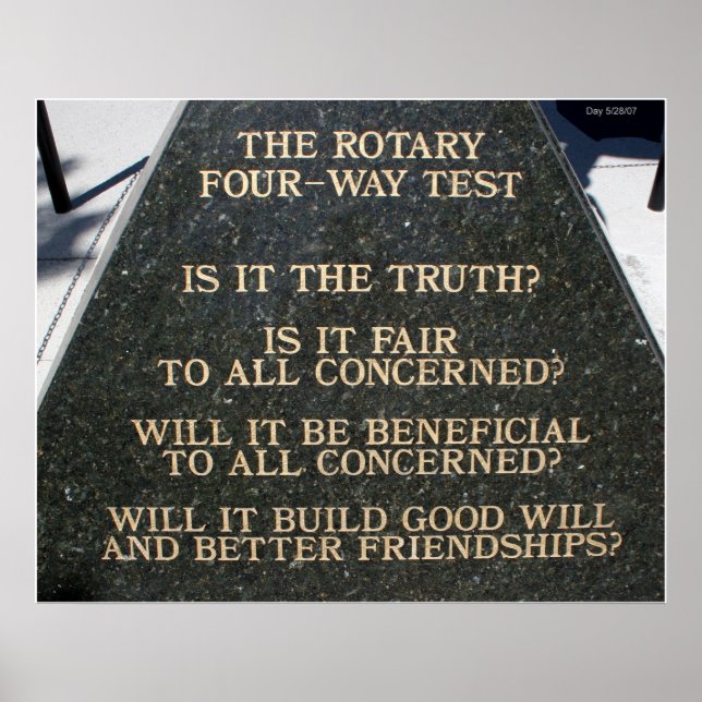 Rotary Vier-Wege-Test Poster (Vorne)