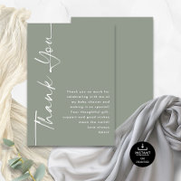 Rotated Calligraphy Sage Baby Dusche Vielen Dank