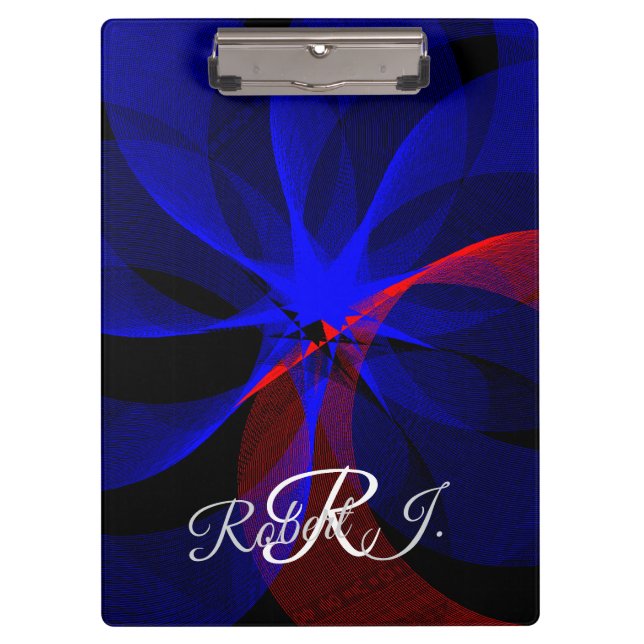 Rotating Blue Accent Geometric Clipboard Klemmbrett (Vorderseite)