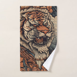 Rotation mit Atemberaubendem Tiger Tattoo Badhandtuch Set