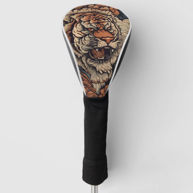 Rotation mit Atemberaubendem Tiger Tattoo Golf Headcover (Vorderseite)