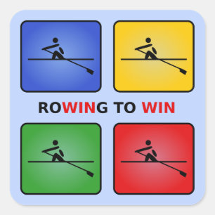 Rotation zu gewinnen vier Farben Crew blau Quadratischer Aufkleber