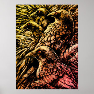 Rotäugige Raben – Mysteriöse gotische Wildnis Poster