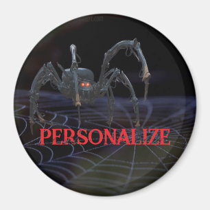 Rotäugige Spinne auf Spinnennetz gruselig Magnet